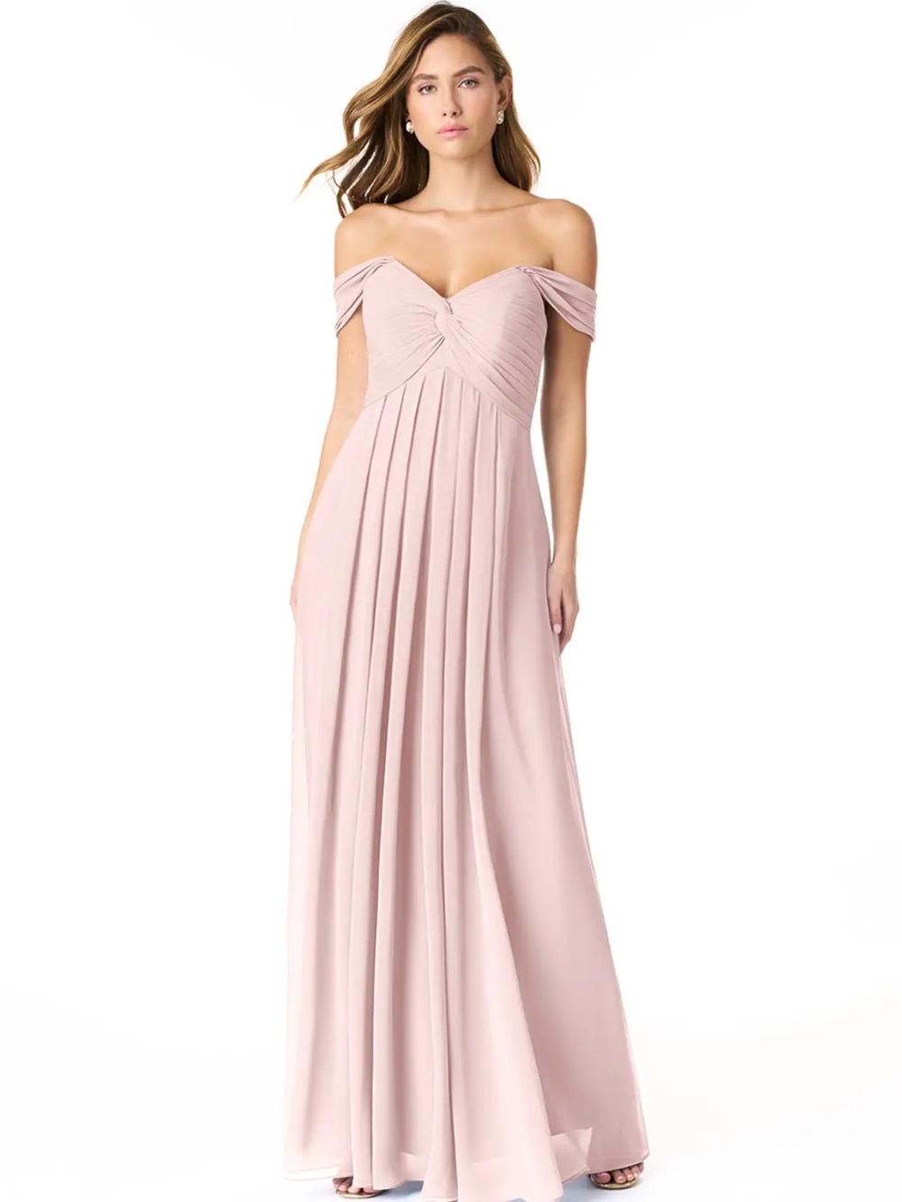 Azazie Kaitlynn Blush Pink Chiffon Bridesmaid Gown Size A14 Empire Waist